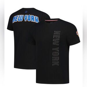 Men's New York Knicks FISLL Black 3D Puff Print Sliced Logo T-Shirt, Size Medium